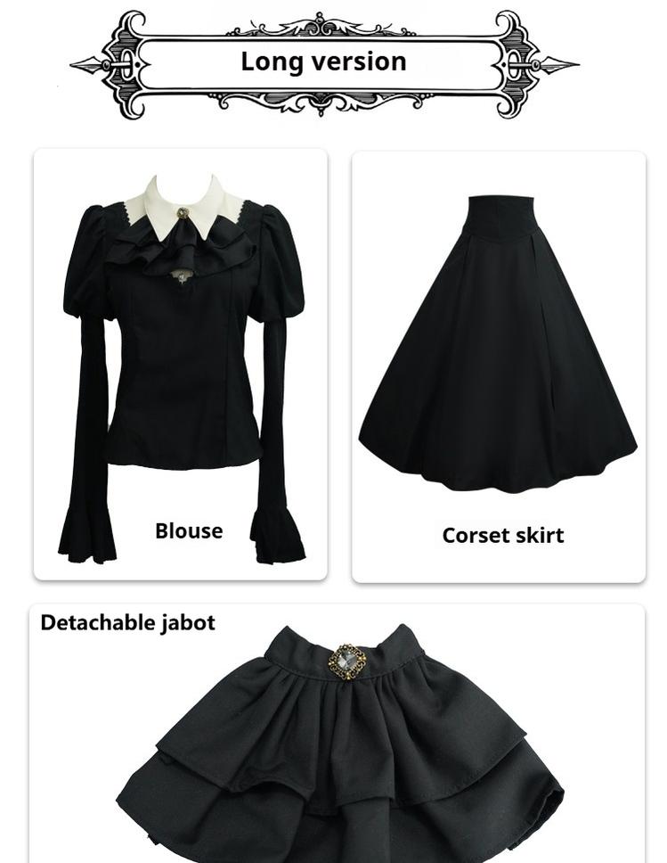 Mengfuzi~Gothic Lolita OP Dress Nun Style Fishbone Skirt