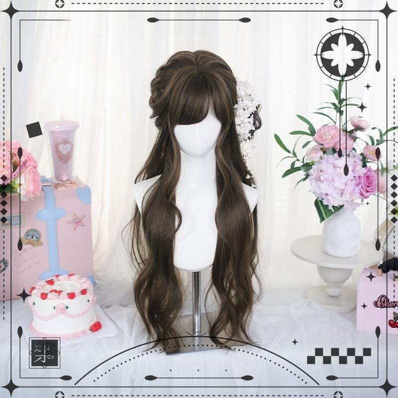 Dalao Home - Grey Brown Classic Lolita Long Wig With Natural Wavy