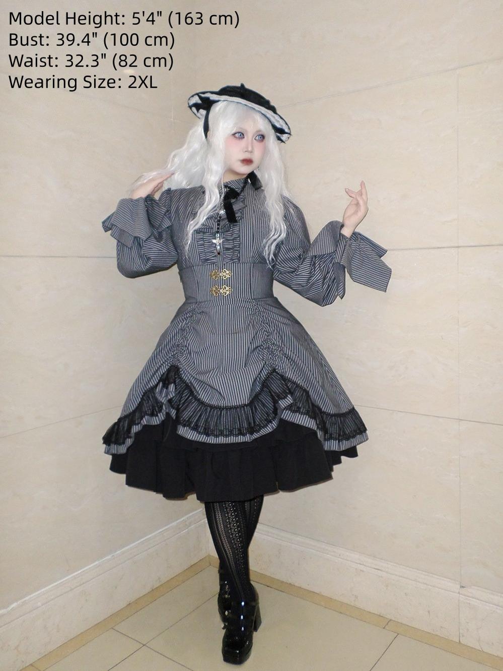 Perint Manor - Gothic Lolita Striped Dress, Tailor-made