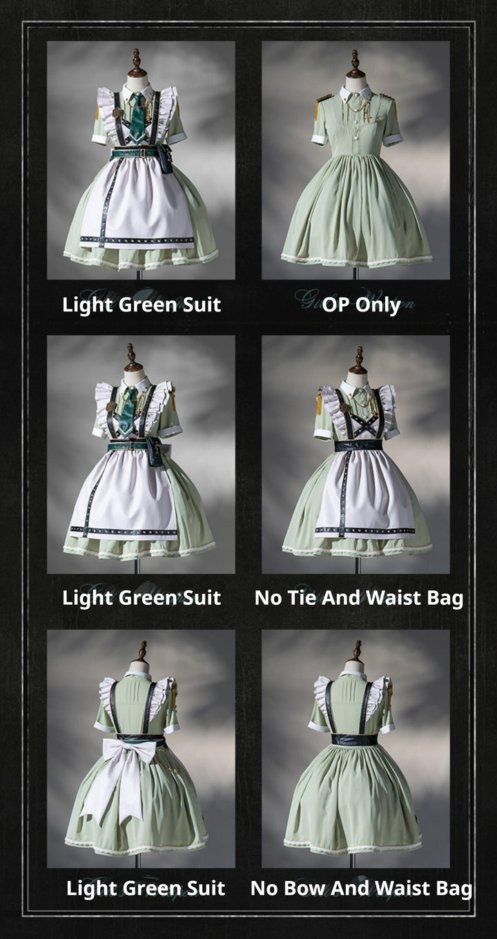 Forest Fluorescent Carps~Girl's Weapon~Military-Inspired Maid Lolita OP Suit 42940:758542