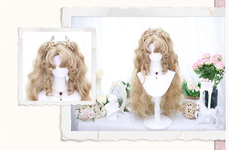 Dalao Home - Lolita Short Curls Hair Oil Painting Style Double Ponytail Wig