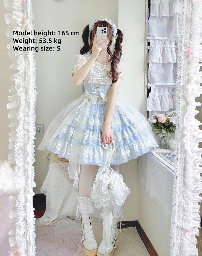 ZhiJinYuan~Tears of the Rose~Sweet Lolita JSK Mini Lolita Ballet Short Dress