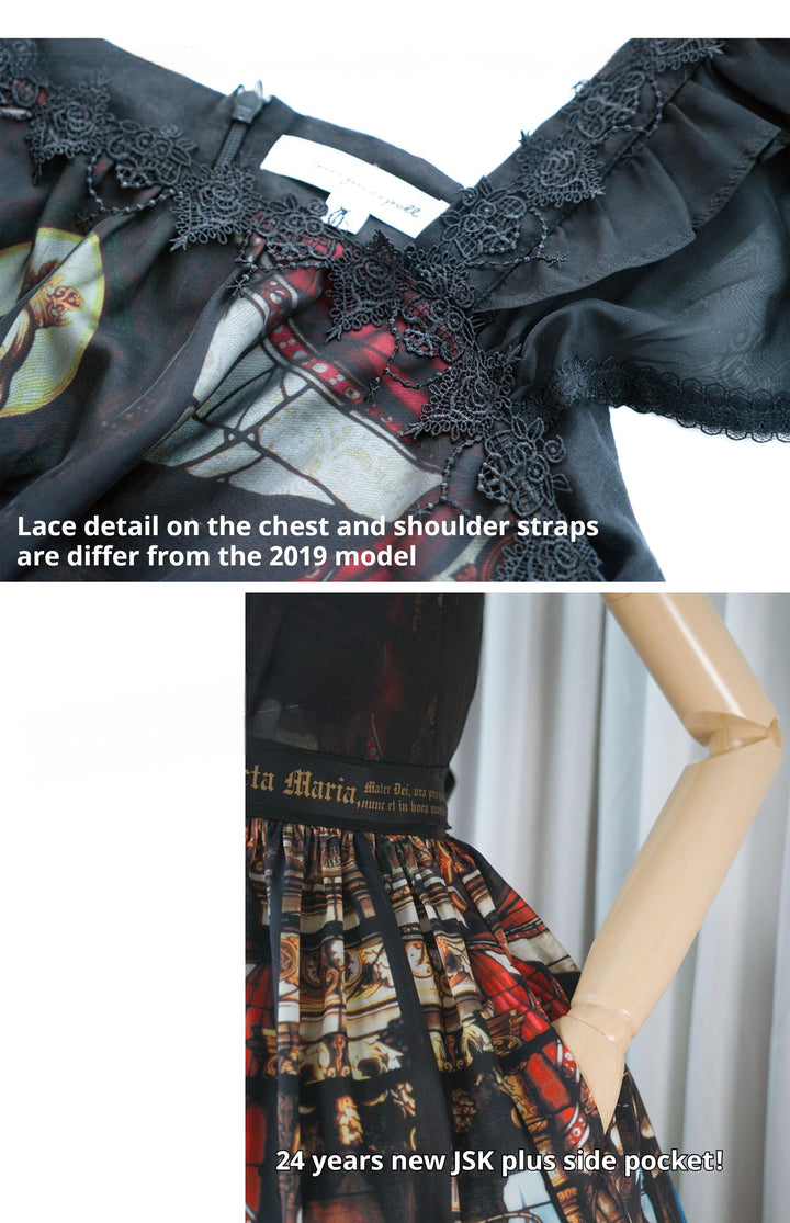 GOTHIC LOLITA~Rosary in the illusional library~Gothic Lolita Print JSK Dress