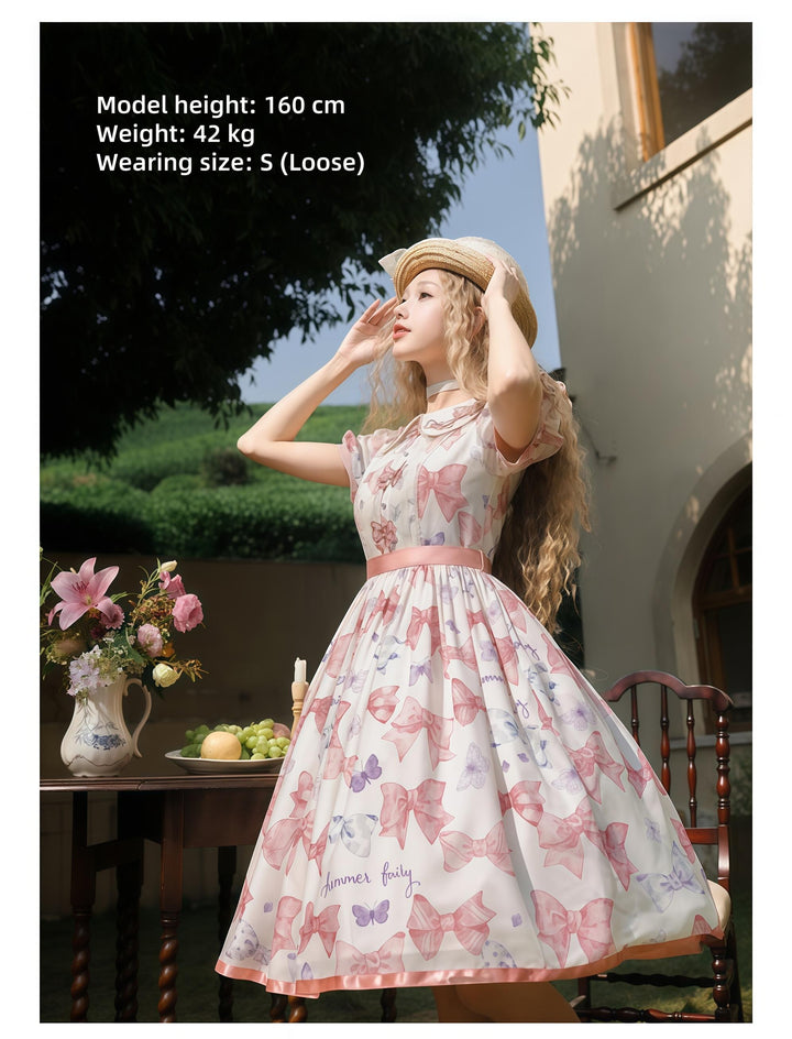 Summer Fairy~Eternal Garden~Sweet Lolita Dress Suit Elegant Open-Shoulder OP and JSK