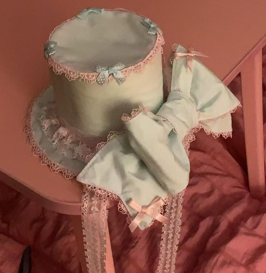 TaTaTa Lolita~Melon Parfait~Old School Lolita OP Suit Pink-Green Sweet Dress Top Hat Only S