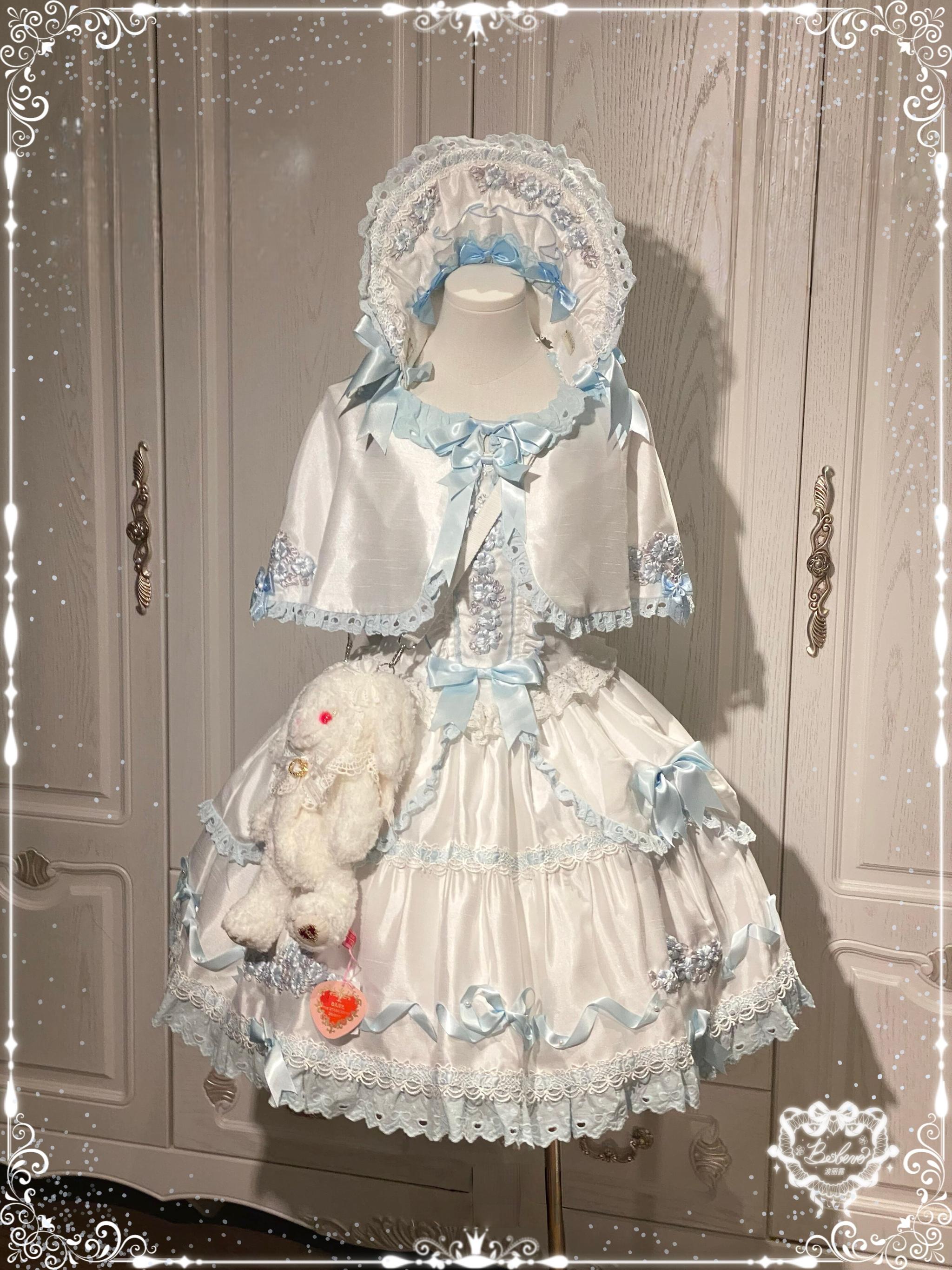 Charlotte Bouquet - Old School Lolita JSK Set, Embroidery & Bows (L M S XL) 45093:835414