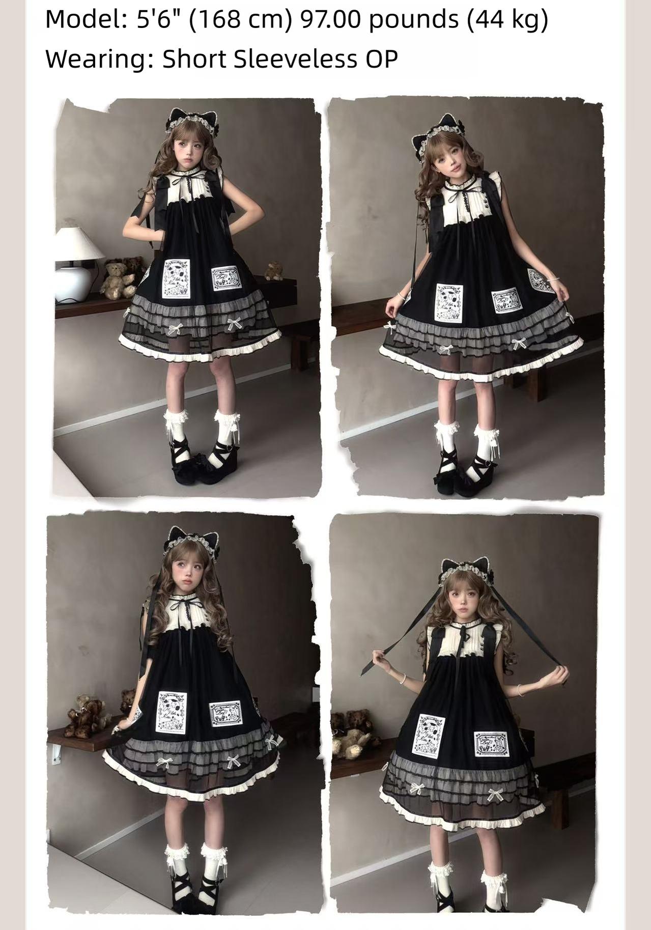 MEEKWIND - My Little Kitten - Doll-Like Lolita OP, Detachable Waist Ties 44223:799418