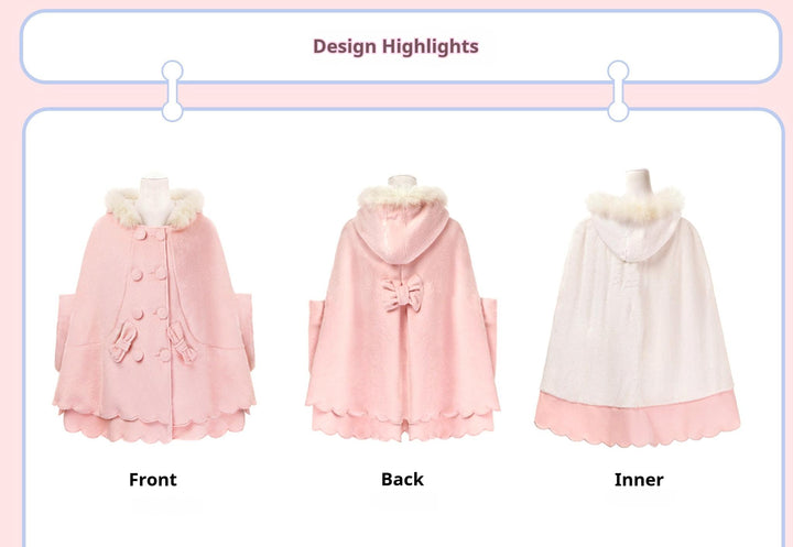 Yayizi~Sweet Lolita Cape Winter Plush Lolita Coat 41364:691638