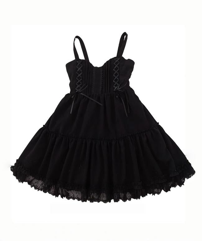 Tiny Garden - Garden Waltz - Black Elegant Lolita JSK, Knee Length Dress (L M S) 44316:803933