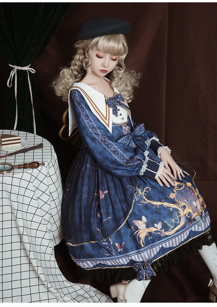 OCELOT~Classic Lolita OP Sailor Collar Elegant Lolita Dress   