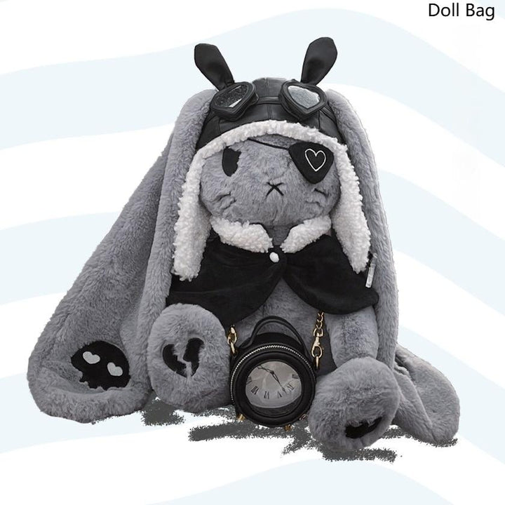 RosyDream~Kawaii Lolita Bunny Doll Bag Plush Doll with a Skeleton Gray Bunny Roger Bunny Bag Only