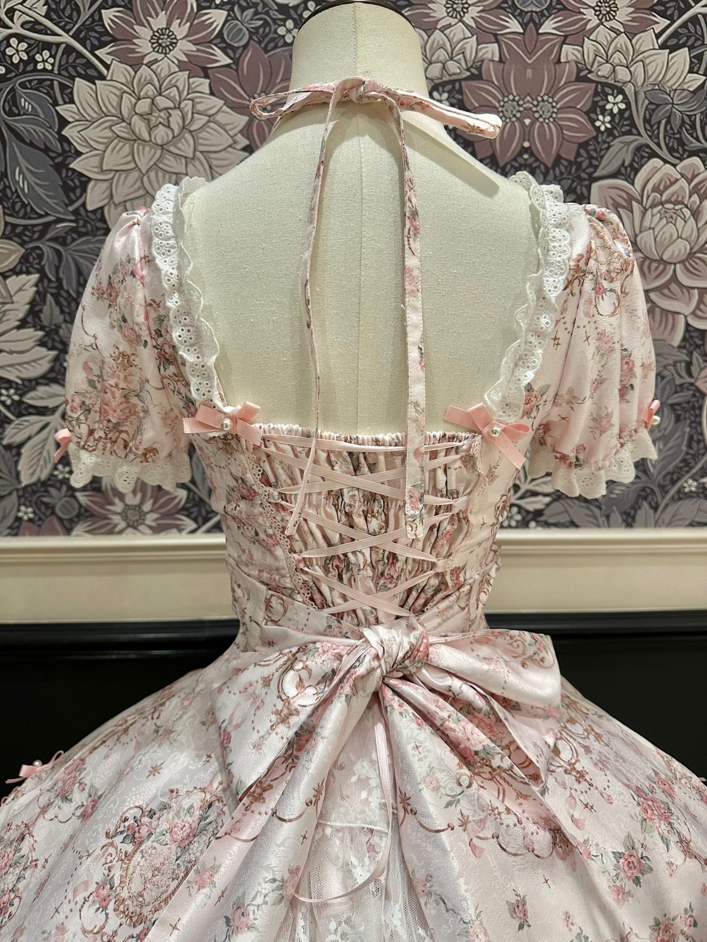 Mengfuzi - FLower in the Mirror - Old-School Lolita Bodice & SK Set, Short-Sleeved OP 44280:802307