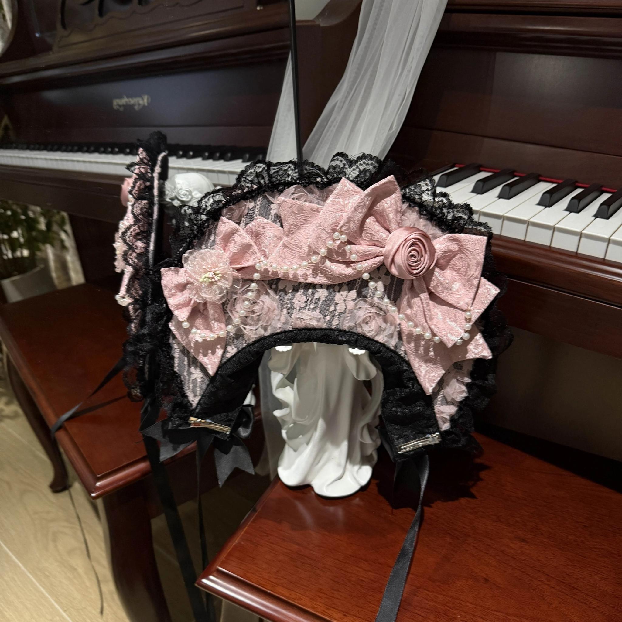 Sugar Girl - Rose Princess - Halloween Gothic Lolita JSK, Sheer Rose Dress Black and Pink - BNT Only S
