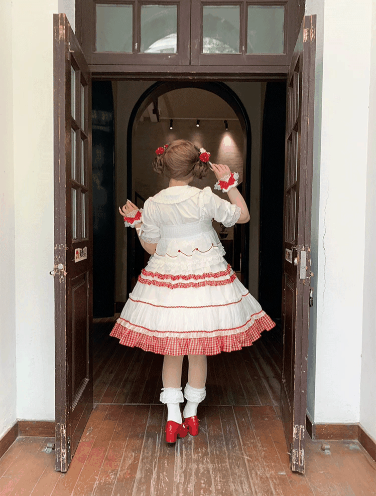 Plus Size Sweet Lolita Blouse with Ruffles, Peter Pan Collar 45612:855313