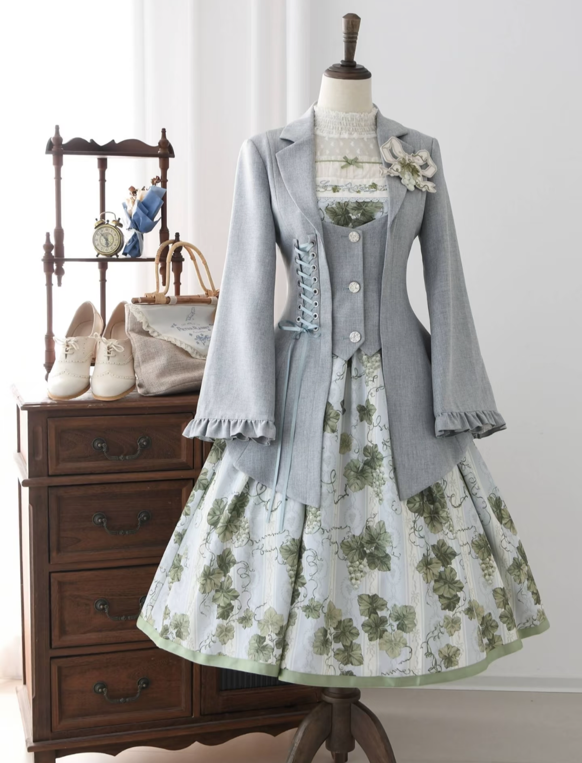 Pemberley Manor - Classic Lolita Slim Fit Coat, Notched Lapel Collar 45971:869956