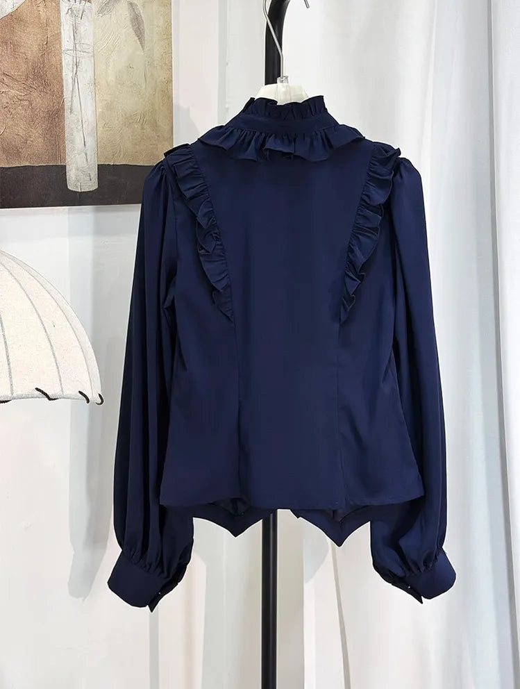 Fallen Holy Star - Ouji Lolita Ruffled Chiffon Blouse & Cape Set, Elastic Shorts 45816:863716