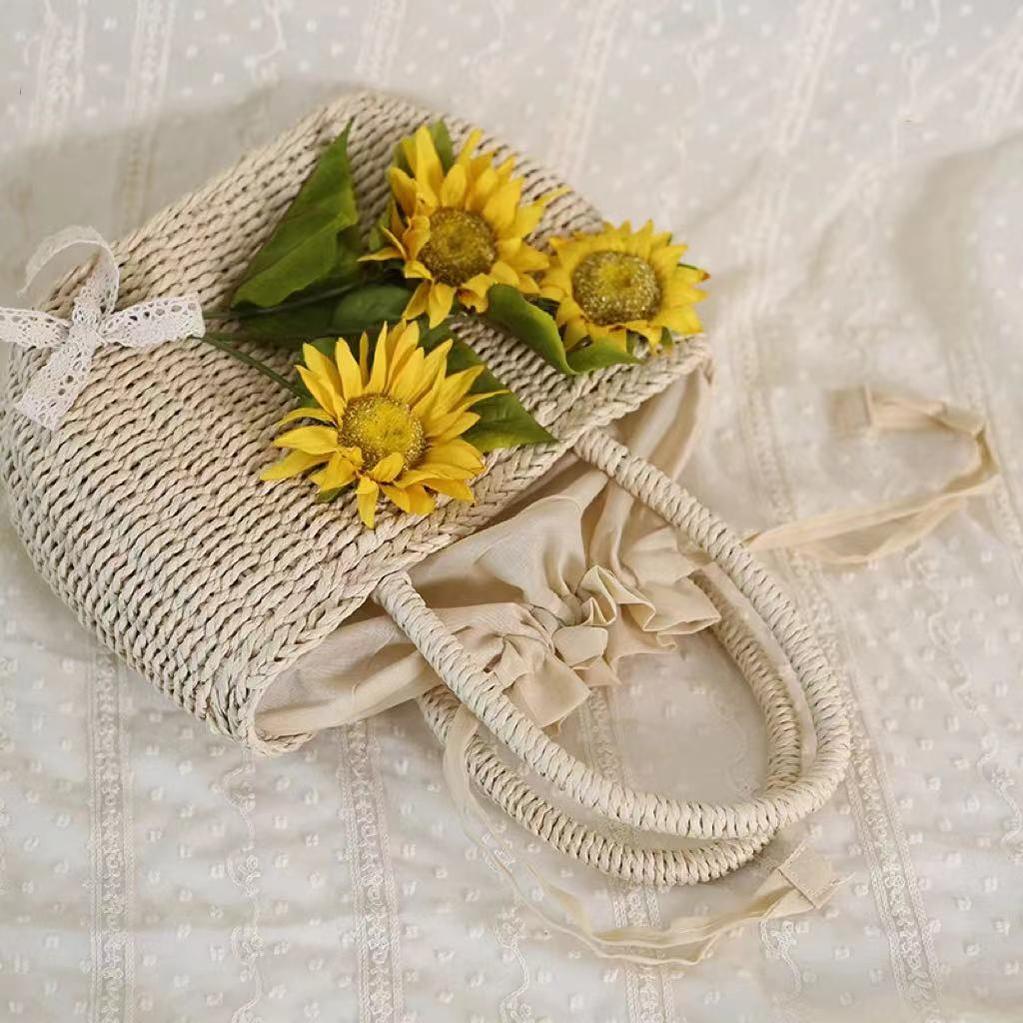 (BFM)Xiaogui~Daily Lolita Bag Sunflower Straw Shopping Bag   