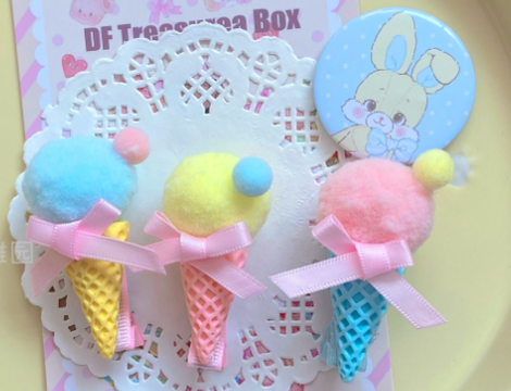 Bear Doll~Candy Color~Kawaii Lolita Cute Ice Cream Hair Clips   