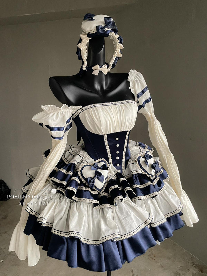 POSHEPOSE~Girl's Shore~High-End Sailor Lolita Dress Set   