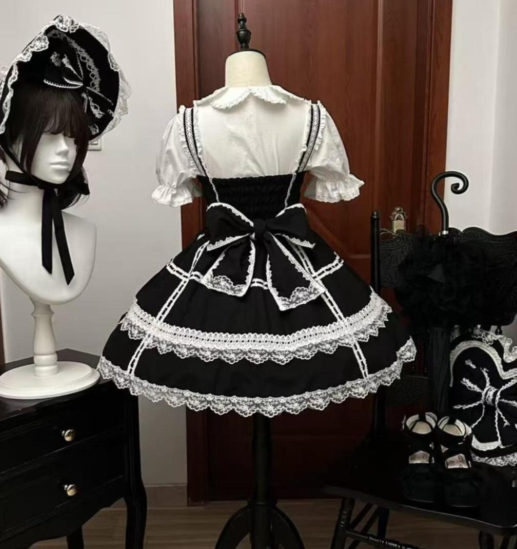 Old Heartache - Cotton Old School Lolita JSK Dress with Bows 45600:854551