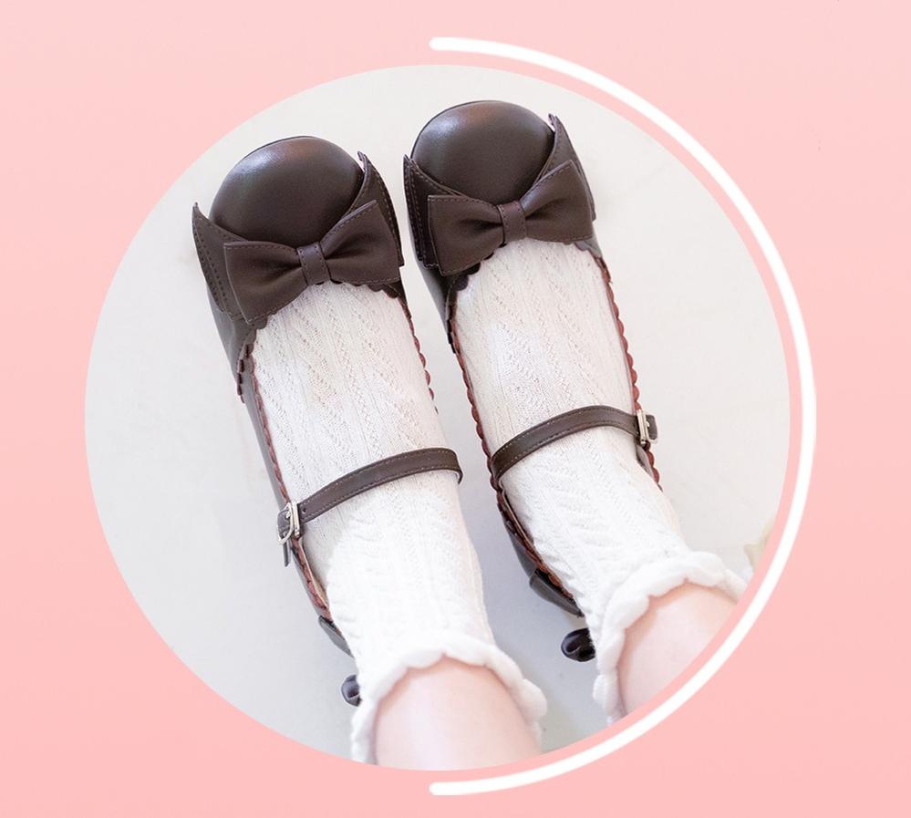 Sosic - Round Toe Lolita Shoes Sweet Bow Design Size 33-41