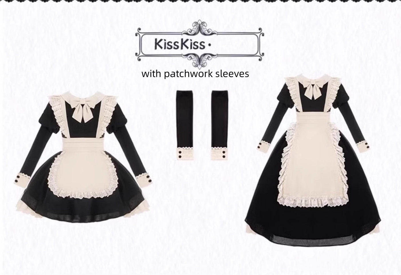 With PUJI~Kiss Kiss~Vintage Lolita OP Dress Maid Lolita Dress   