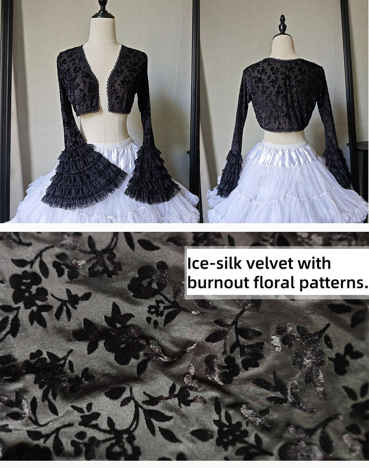 MILU ORIG - Six-Panel Gothic Lolita JSK Dress, Tiered Ruffles Bolero Only S