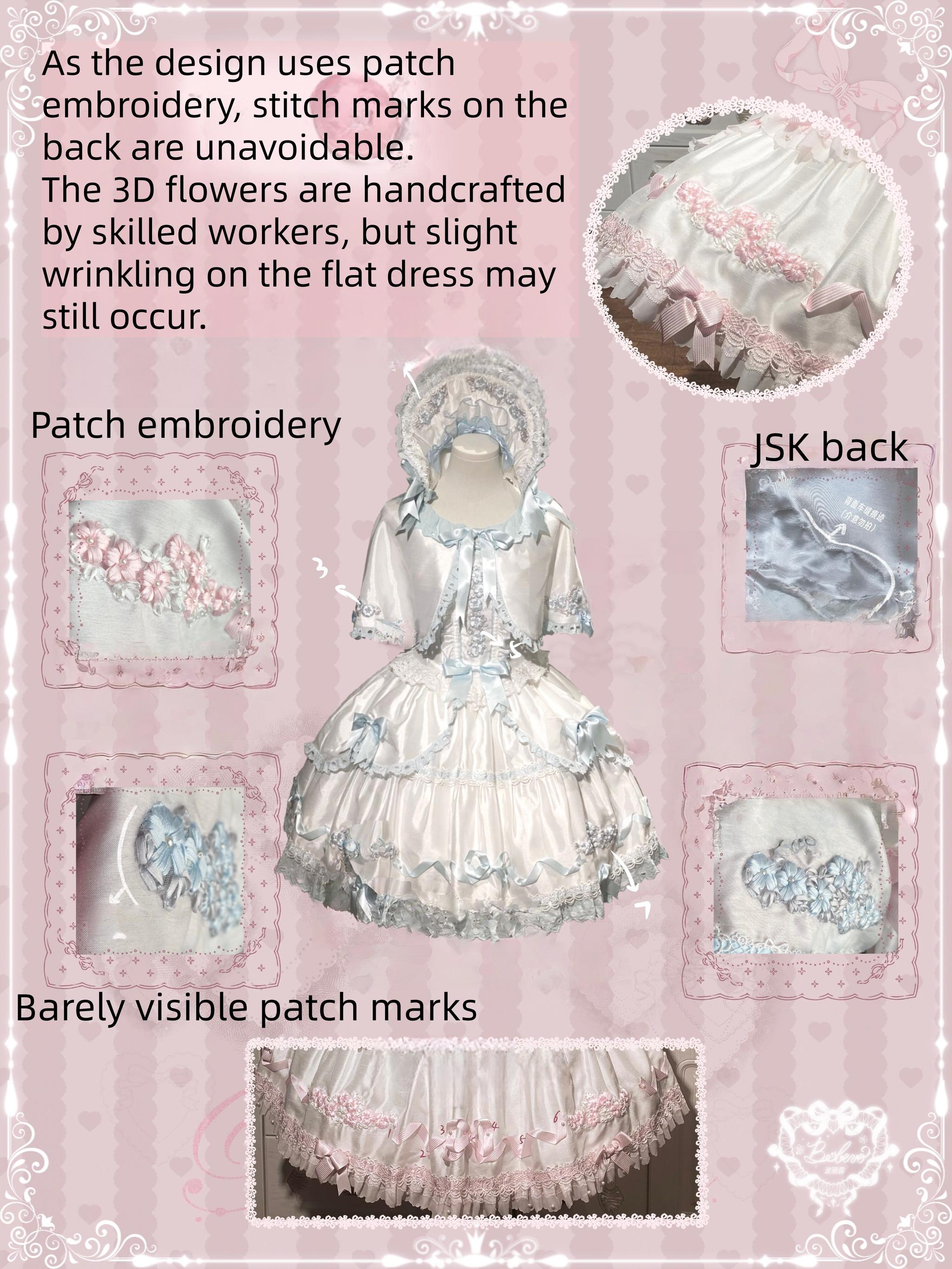Charlotte Bouquet - Old School Lolita JSK Set, Embroidery & Bows 45093:835413