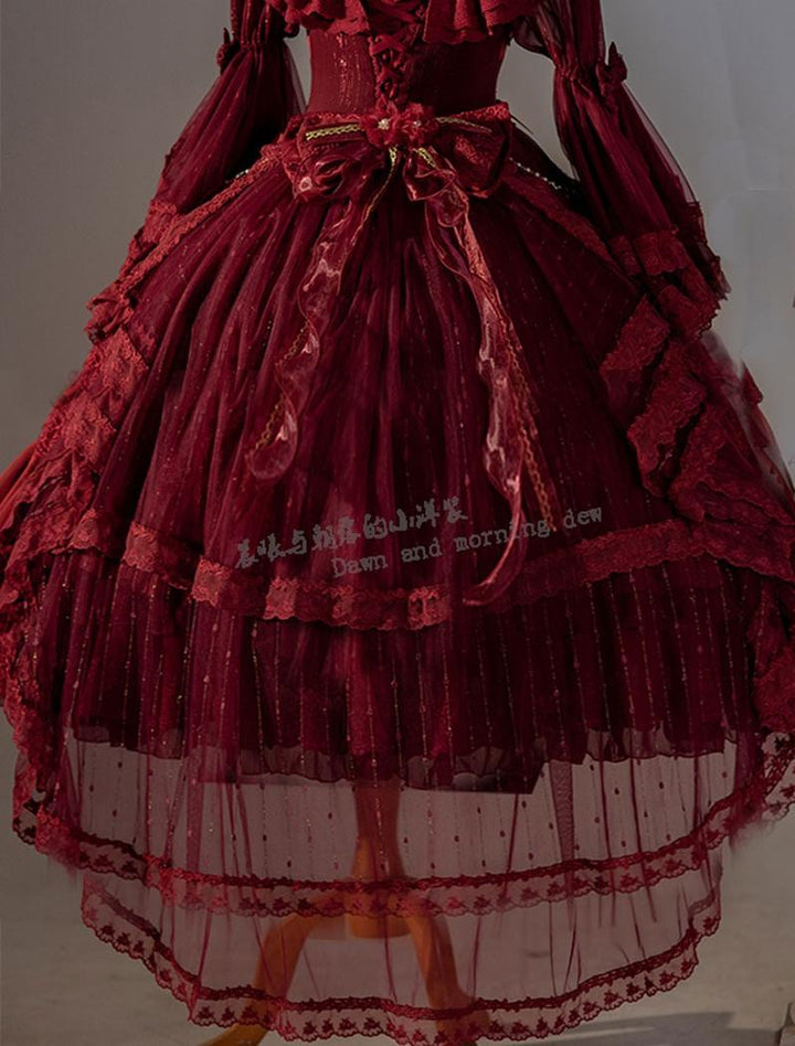 Dawn and Morning~Classic Lolita Accessories Elegant Lolita Headdress Trailing only Red