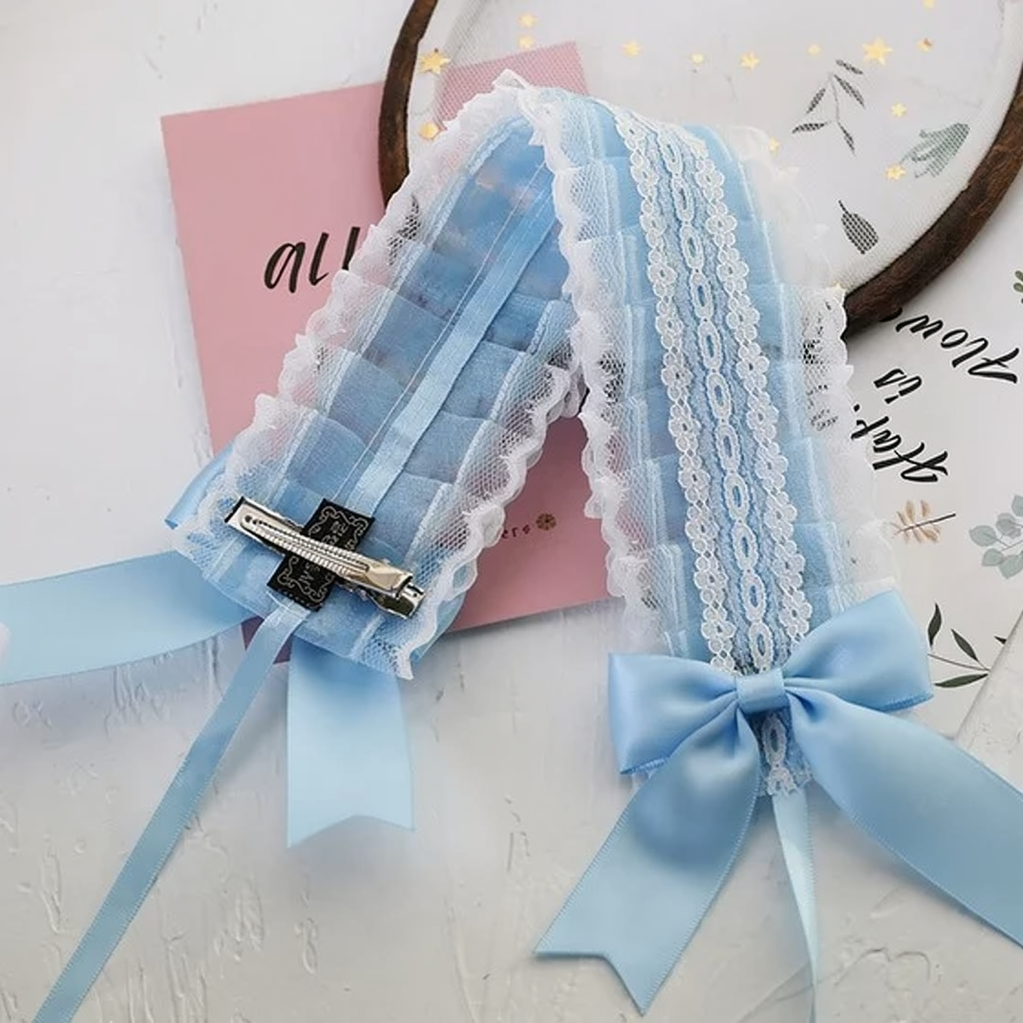 Sweet Lolita Lace Bow Headband with Clips 45829:864387