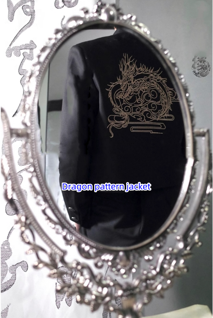 CastleToo~Chinese-style Han Element Zhongshan Suit Dragon and Crane Pattern S Dragon pattern jacket only 