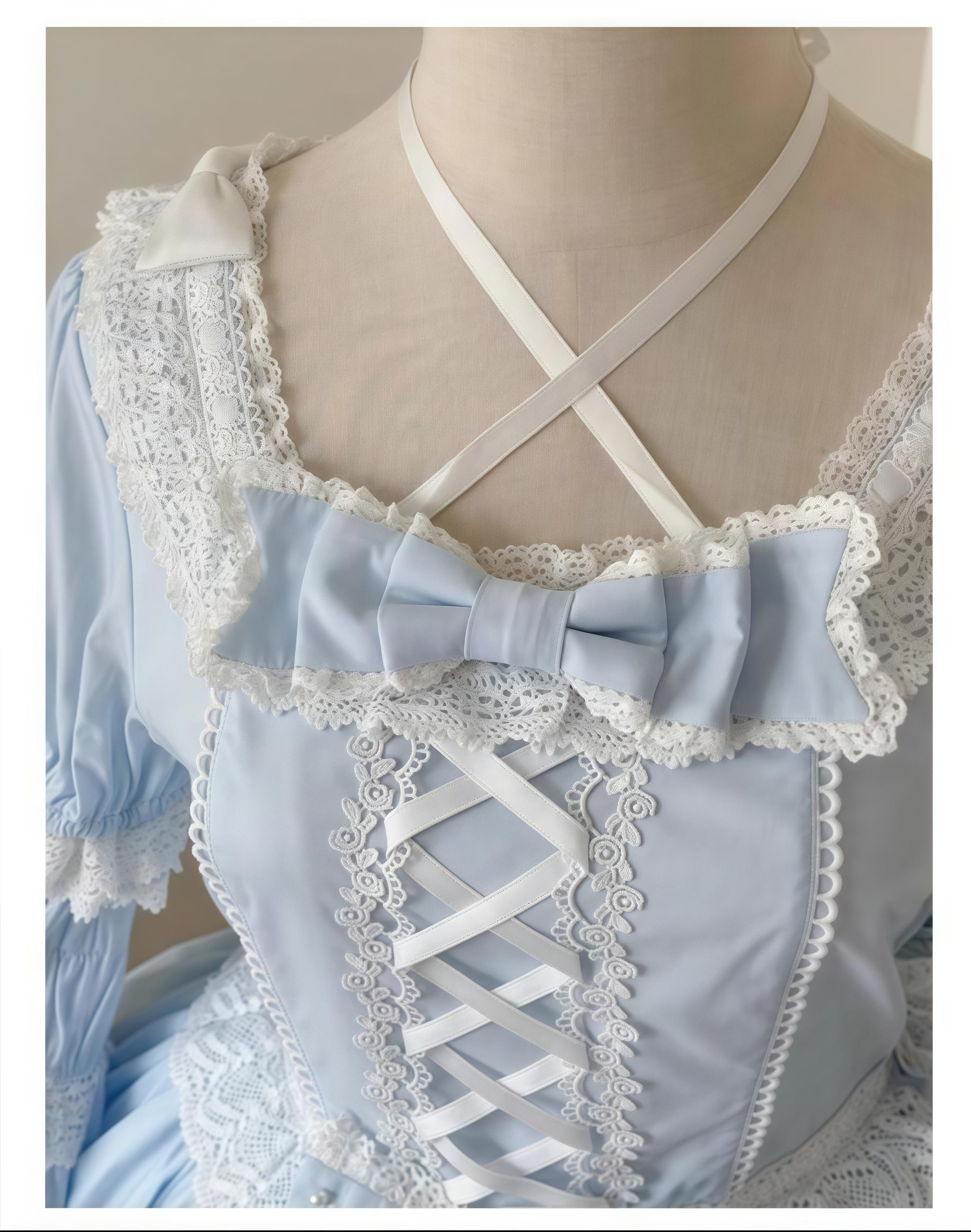 AerialCat~Cream Petals~Old School Lolita OP Tiered Ruffles Cotton Dress 42762:752793