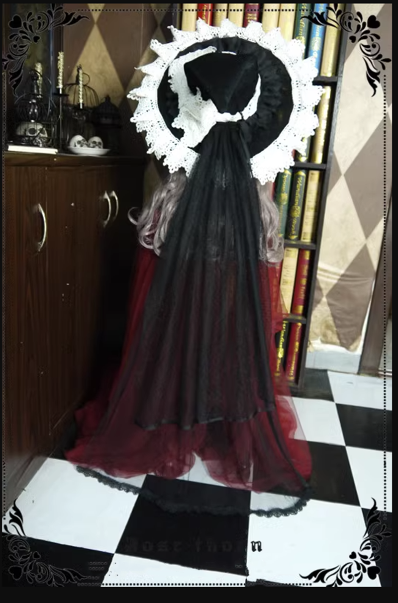 Rose Thorn - Marisa Impression Black and White Halloween Witch Hat