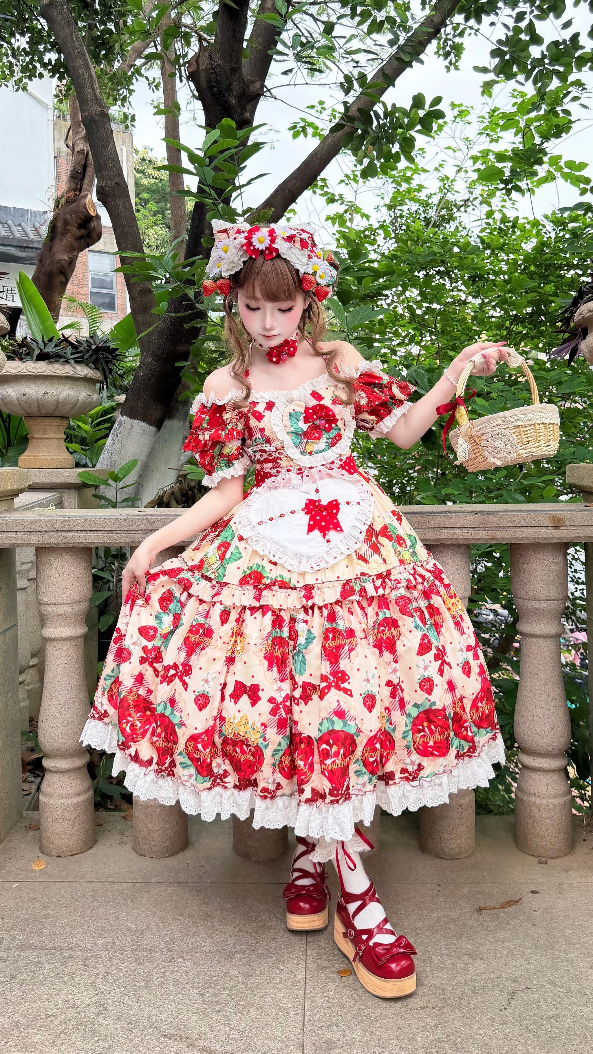 Crown Strawberry - Old School Lolita Crown Strawberry Printed OP Dress