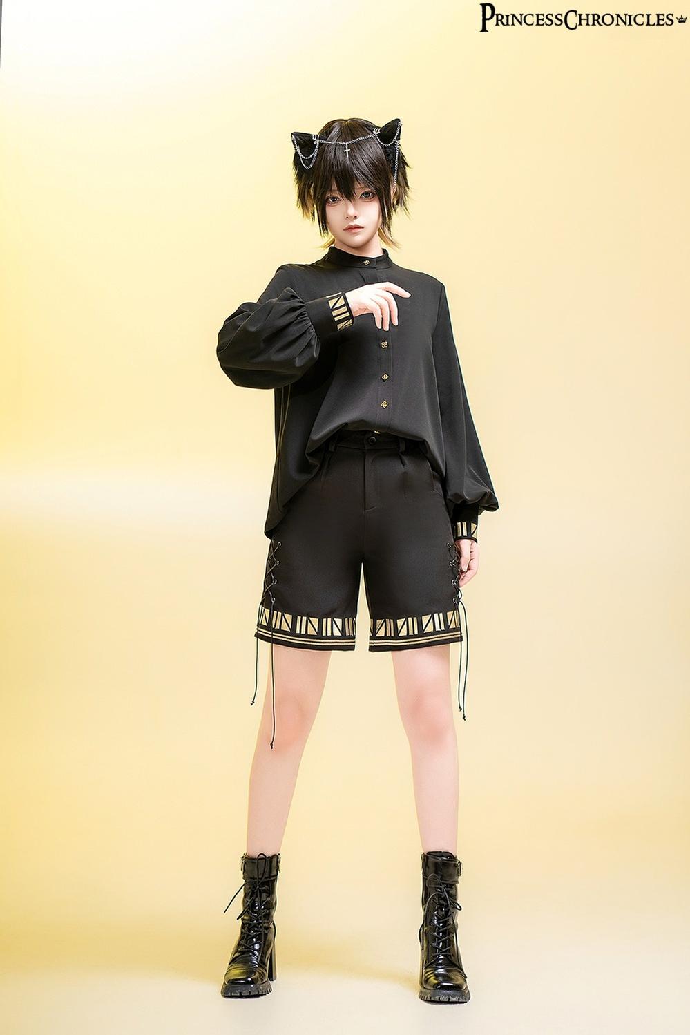 Princess Chronicles - Black Cat - Ouji Lolita Shorts with Embroidered Straight Leg