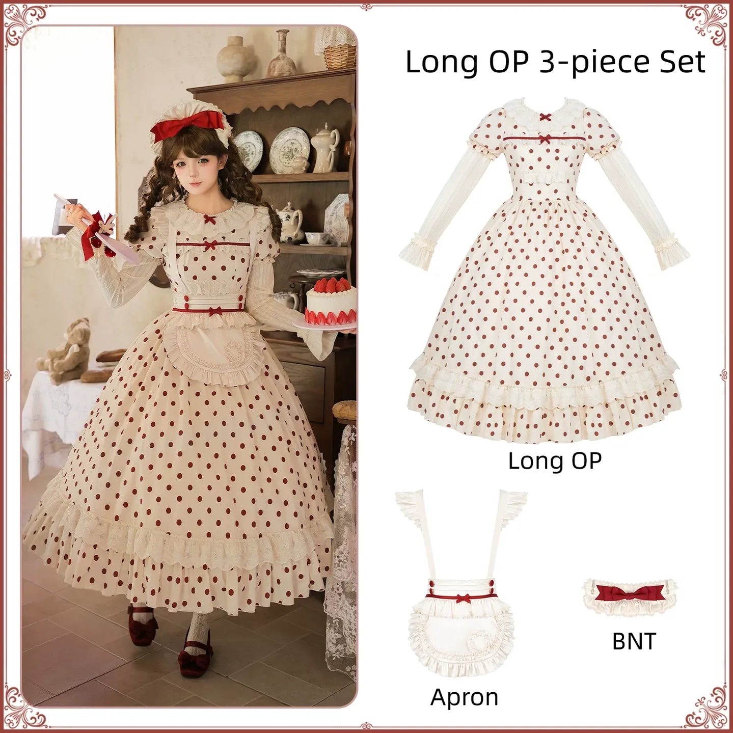Polka Dot Lollipop - Cotton Old School Lolita Polka Dot OP Dress (L M S) 45768:861574