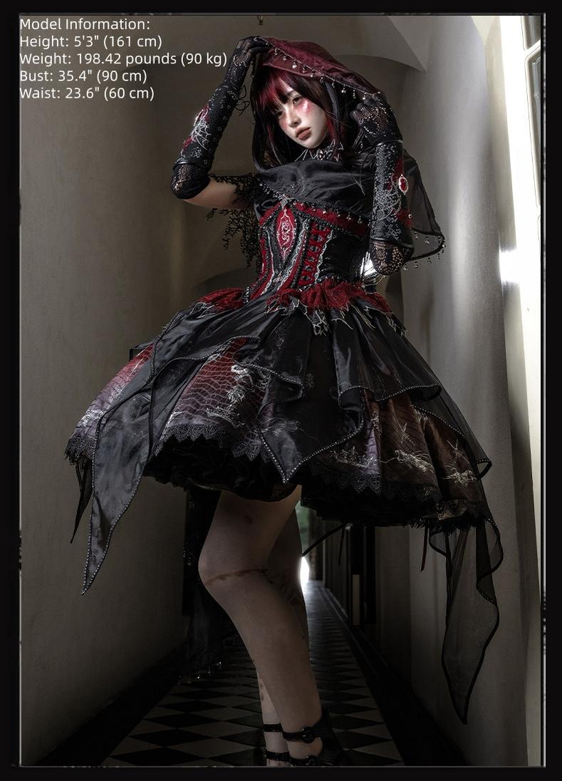 Bone Dragon - Gothic Lolita Corset JSK Dress Set with Embroidery 45654:857008