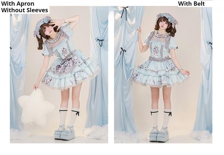 Honey Machine~Doll Theater~Sweet Lolita OP/JSK Bunny Print Daily Lolita Dress   