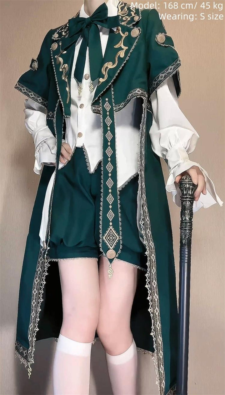 Letters from Unknown Star~Divine Envoy~Ouji Lolita Shorts Suit Military Lolita Coat and Shirt 41838:718194