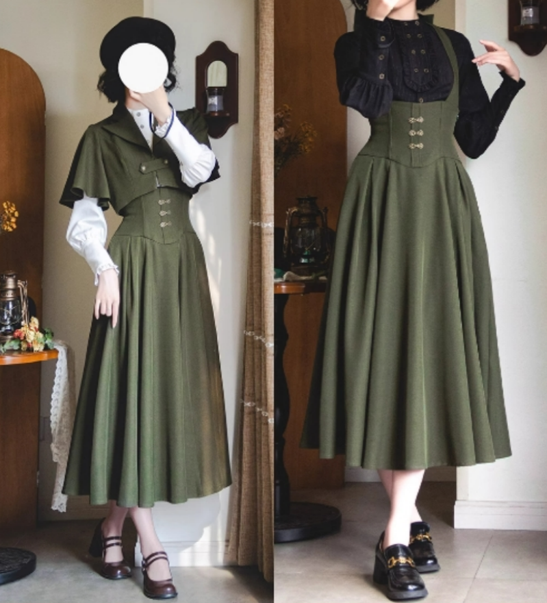 Forest Wardrobe - Vintage Lolita Fishbone Halter SK, Autumn Jacket 39620:634414