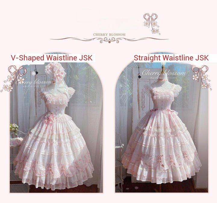 MieYe - Cherry Blossom - Pink Sweet Lolita Tiered Dress 43397:775371