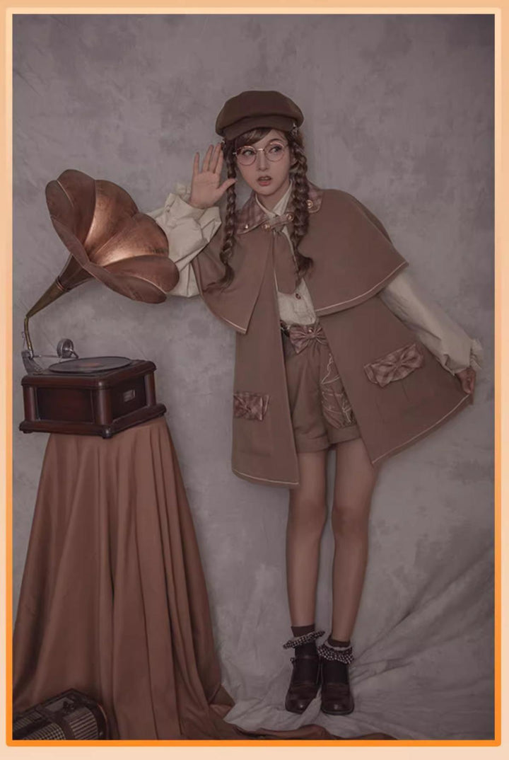 Baozizhu~Detective Goose~Autumn Winter Lolita Cape Retro Cute Woolen Lolita Coat   