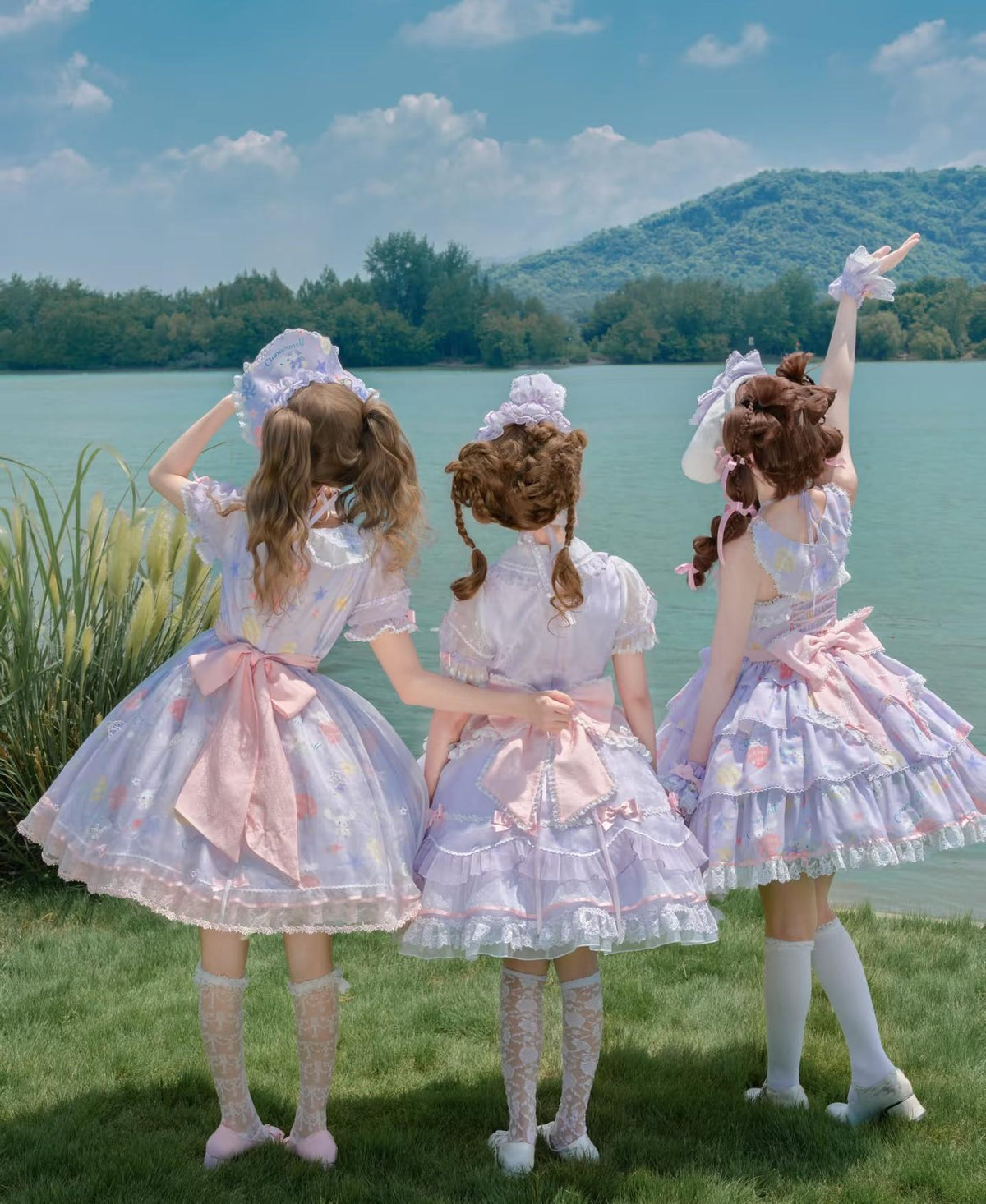 Cinnamoroll Ocean Fantasy - IP Collab Sweet Lolita Tiered JSK & OP Dress, Cinnamoroll Print 45995:871875