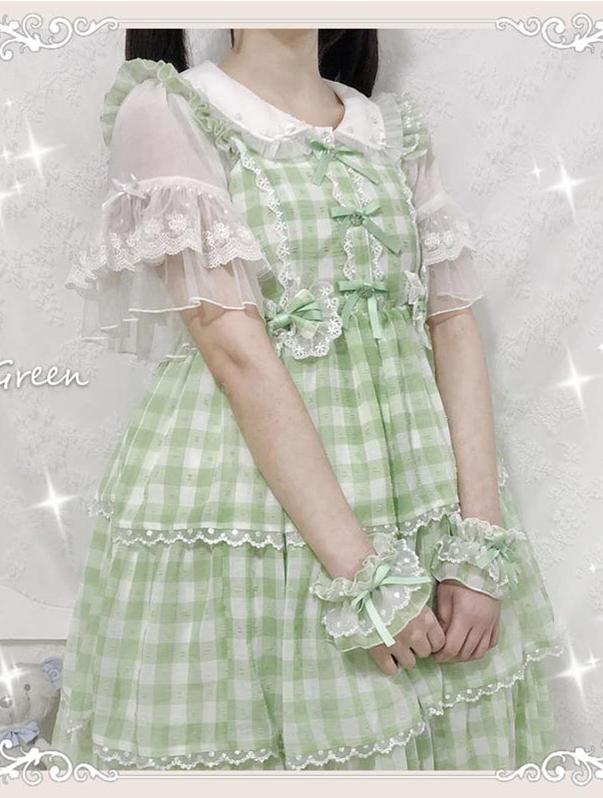 Plus Size Lolita Jumper Dress Plaid Sweet JSK (2XL 3XL 4XL L M S XL / Green) 1658:860208