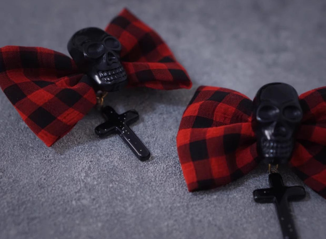 Strange Sugar~Gothic Lolita Side Clips Skull Cross Hair Accessory   