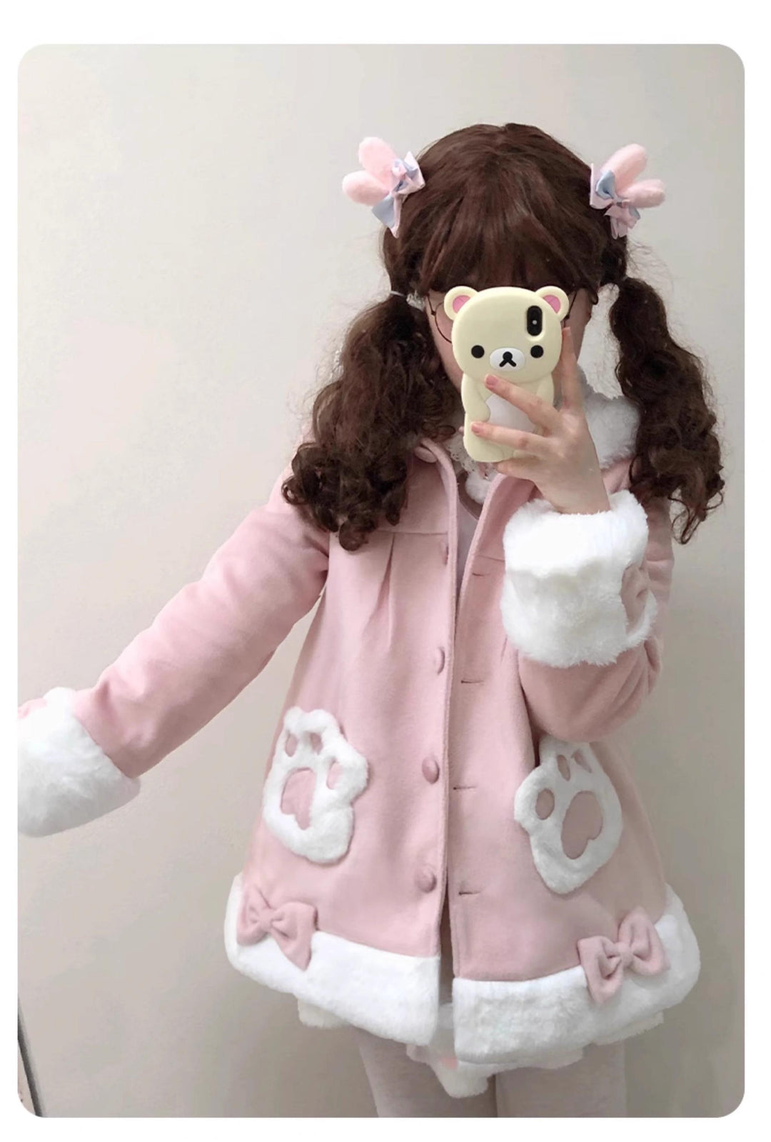 ZhiJinYuan~Calico Cat~Kawaii Lolita Plush Coat Lovely Warm Winter Coat   