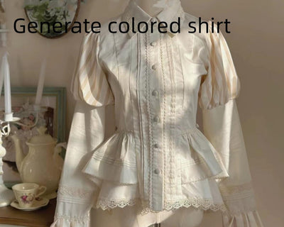 (BFM)Uncle Wall Original~Ouji Lolita Shirt Set Prince Style Bloomers S Ivory shirt 