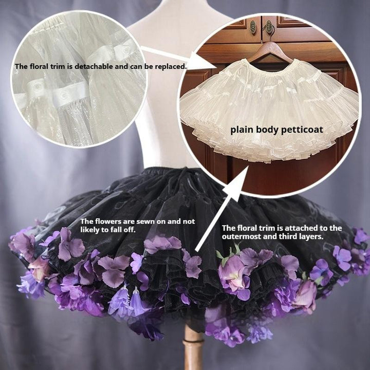 Sky Rabbit~Floral Lolita Petticoat with Detachable Trim