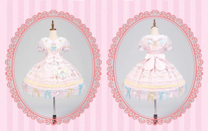 Puppets and Doll~Bear Boy~Kawaii Lolita OP Dress Pink White Dress S Pink 