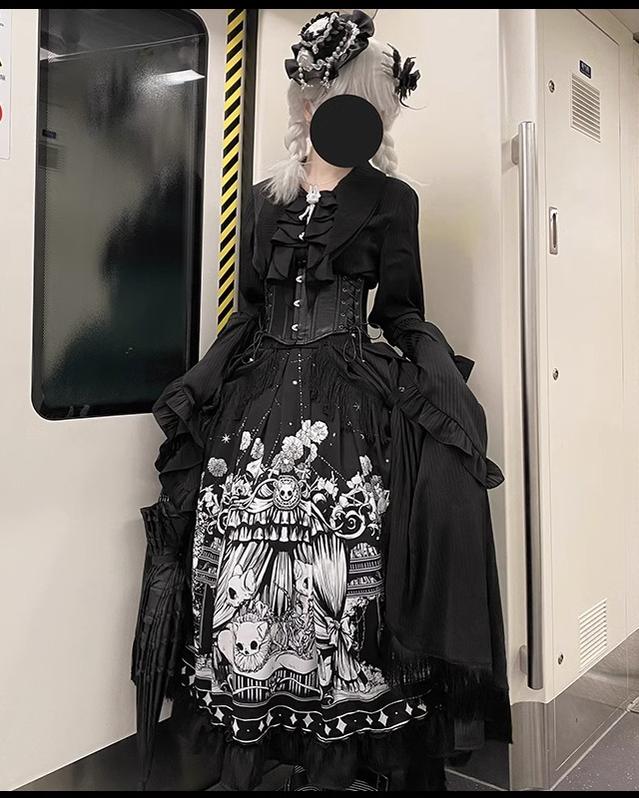 Alice Girl~Cross~Gothic Princess Lolita Corset with Multiple Layers Hem